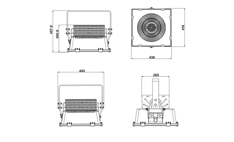 400w led flood light size