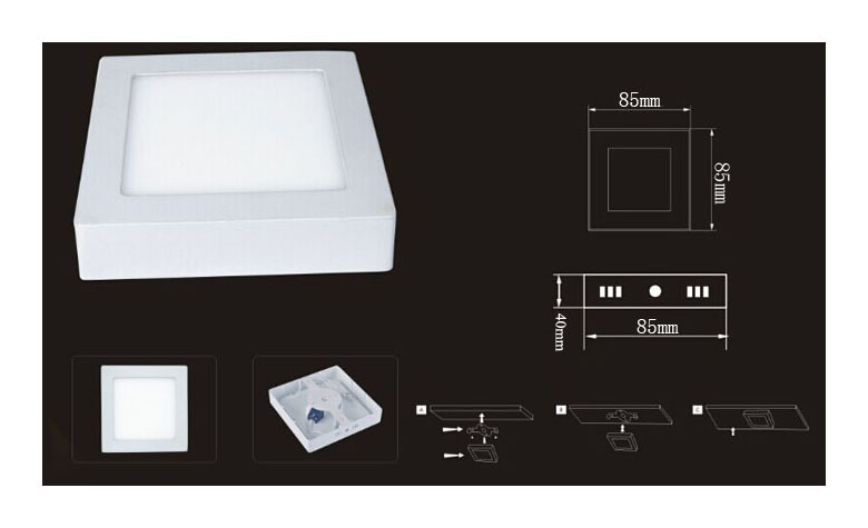 Surface Mounted Square LED Panel Light 3W 85x85mm 780x475 c